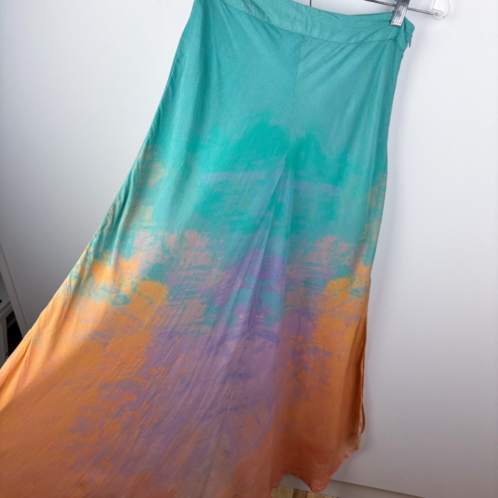 Anthropologie Bl-nk London Amalia Tie Dye Bias Cut Maxi Skirt Small Blue Orange - Picture 4 of 8